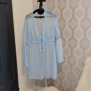 Light Blue Sheer Lace Cover Up